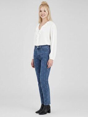 Old Navy Extra High-Waisted Textured Straight Jeans, P6, NWT